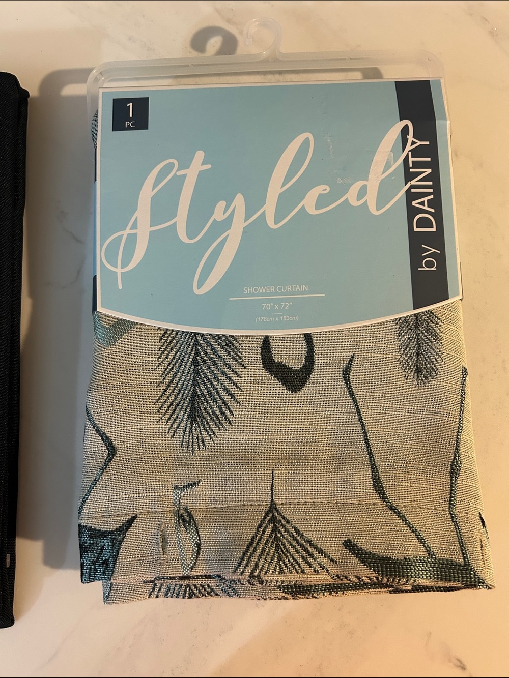 Teal and Beige Botanical Shower Curtain